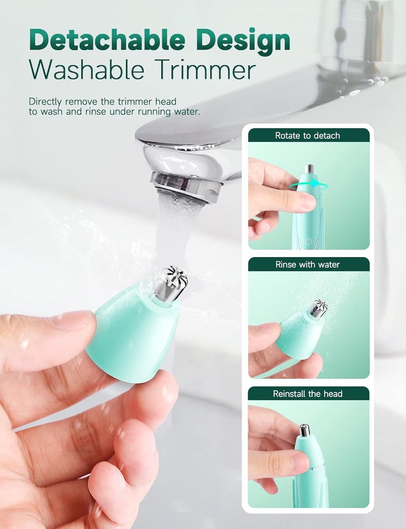 ZORAMI Rechargeable Ear and Nose Hair Trimmer - 2025 Professional Painless Eyebrow & Facial Hair Trimmer for Men Women, Powerful Motor and Dual-Edge Blades for Smoother Cutting Mint Green - Image 5